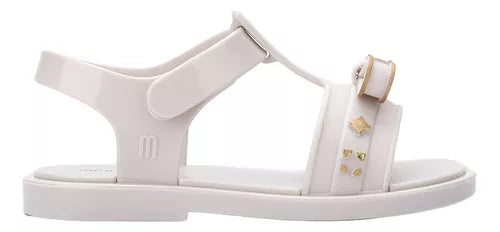 MINI MELISSA SANDALIA CHARMING INFANTIL BRANCO/DOURADO + BOLSA 36024