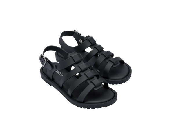Sandália infantil Mini Melissa Flox na cor preto opaco, com tiras largas no cabedal, fechamento com fivela lateral e solado reto. Produzida em Melflex, é leve, resistente e ideal para o dia a dia das crianças, combinando conforto, segurança e estilo moderno.

Palavra-chave principal: Mini Melissa Flox Infantil
Palavras-chave relacionadas: sandália preta infantil, Melflex, tiras largas, fivela lateral, calçado confortável, sandália resistente, estilo casual infantil.