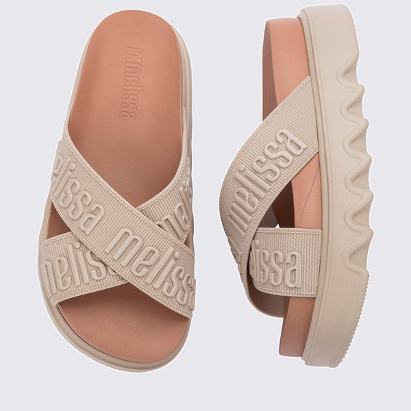 Sandália Melissa Cross M Lover Platform Adulto Bege Marron 37368